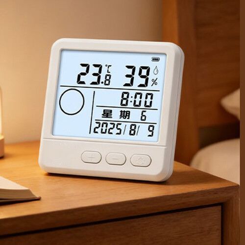 Innenthermometer, Hygrometer, Uhr, großes Display und 1 1