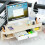Monitor Stand Riser with Drawer 2 Tier Corner Desk Organizer for Ergonomic Screen Setup Light Yellow 1