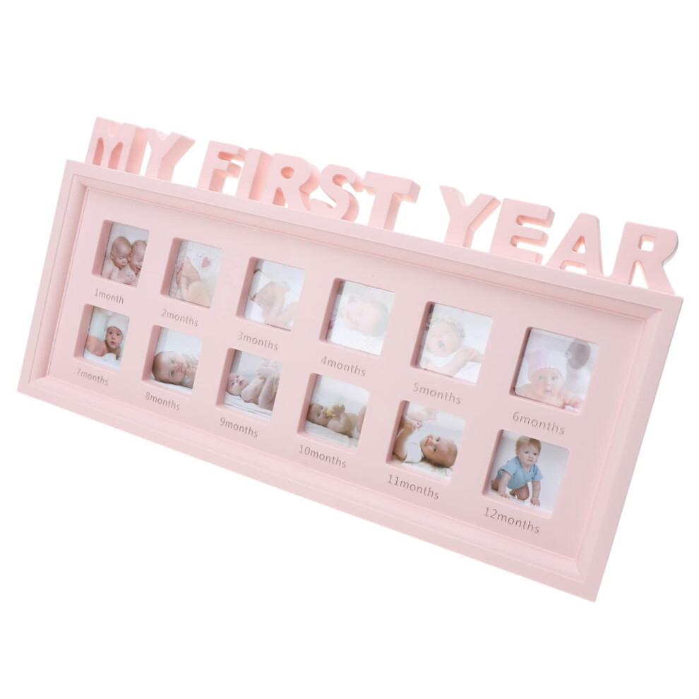 Growth Milestone Photo Frame Display For Newborns Durable Design Yearly Growth Recording Newborn Milestone Frame Pink