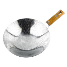 Stainless Steel Wok with Wooden Handle Nonstick Deep Frying Pan Even Heating for Home and Restaurant