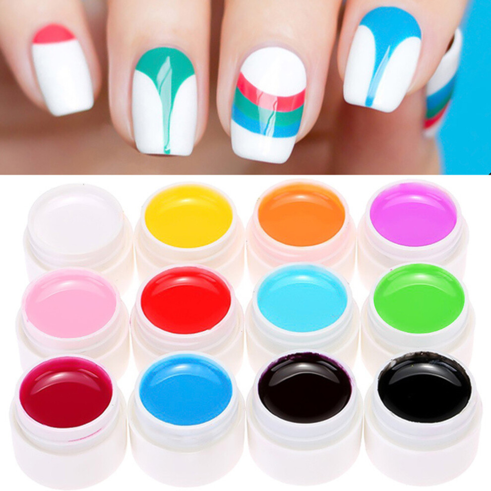 Nail Art Sculpting Gel, 12 Color Non-Toxic Resin for Effortless Application, Suitable for False Nails and Natural Nails, Quick Line Drawing and