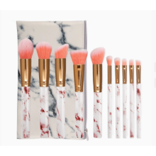Make-up-Pinselset in Weißmarmor-Optik, professionelles Set mit hypoallergenen Premium-Synthetikborsten, inklusive Kosmetiktasche – ideal als