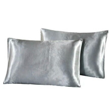 Pillow Case Satin Silk Solid Color Grey 20x30 Inch Twin Queen CalKing USA