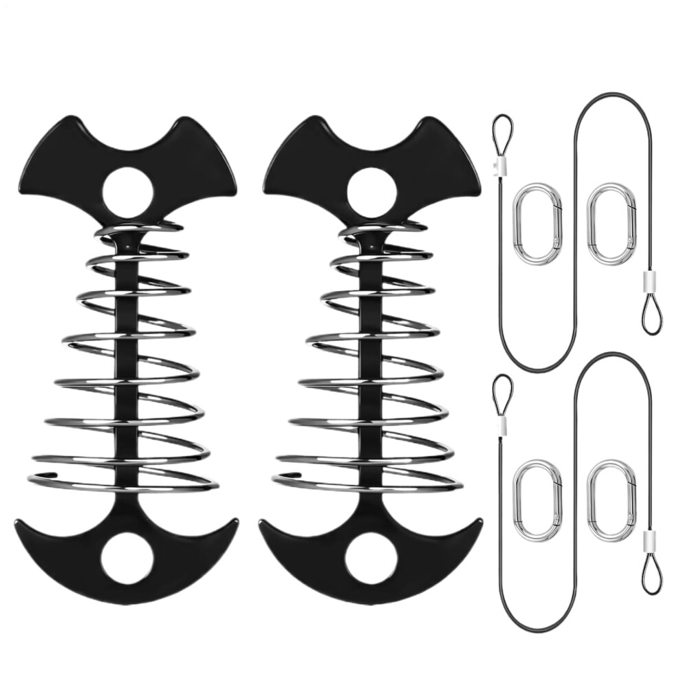 Deck Furniture Pegs Outdoor Tiedowns Aluminum Alloy Fishbone Stakes With 4 Carabiners And 2 Ropes 9199774263757