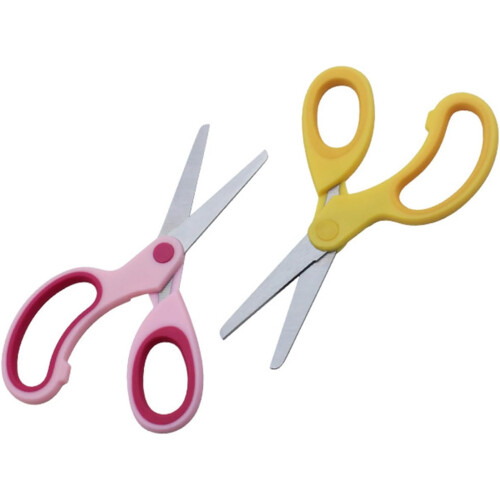 Multifunctional Scissors LeftHanded Training For Kids Comfortable Grip LeftHanded Cutting Tool Red And Yellow 1