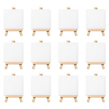 3 inch x3 inch Mini Canvas Set Contains: 12 Mini Canvases & 12 Mini Easels, 5 Inch Mini Easel Craft Drawing Kit