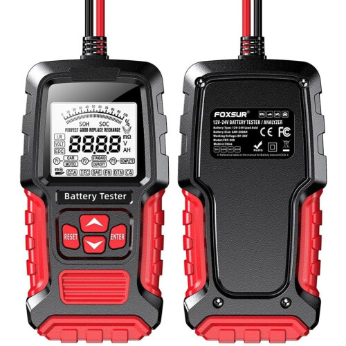 Battery Tester for Motorcycle and Car, Digital Analyzer with LCD, Voltage and Resistance Testing 2