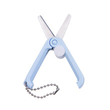 Stainless Steel Scissors Foldable Telescopic Portable Pocket Scissors With Keychain Blue For Travel