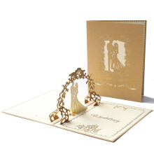 Wedding Pop Up Card with Envelope, 3D Greeting Card Featuring Romantic Bride Groom Scene for Anniversary