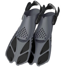 Snorkel Fins Adjustable Buckles Short Silicone Open Heel Travel Size For Snorkeling And Scuba Diving Men Women Black S/M