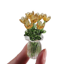 Bouquet de fleurs en verre fait Ă la main,-Jaune transparent