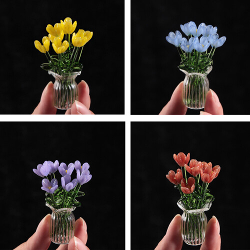 Figurines uniques de fleurs en cristal-violet transparent. 2