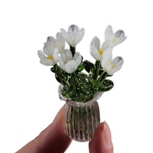 Bouquet de fleurs décoratives en verre, Statue de fleur en-Blanc