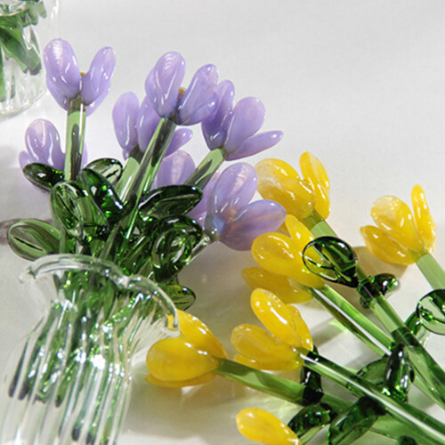 Figurine de fleurs en verre fabriquées à la main, en-Rouge 2