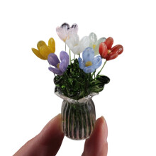 Figurines de fleurs en cristal à -Couleurs mélangées au hasard
