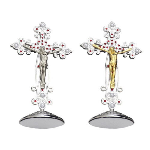 Décors de croix debout, figurine de collection de-Couleur acier 1