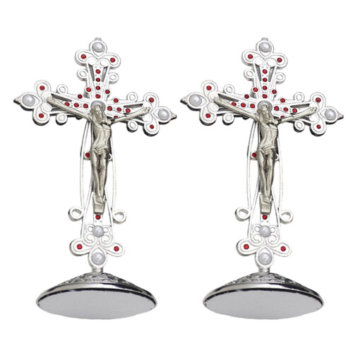 Décors de croix debout, figurine de collection de-Couleur acier