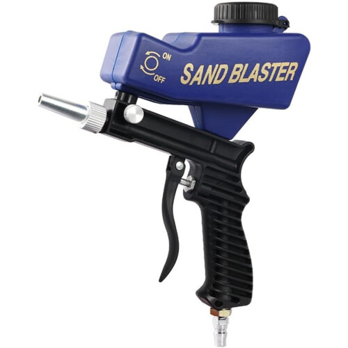 Portable GravityFed Sandblaster for Rust Removal, Cleaning, Adjustable Nozzle, 1/4Inch Air, Blasting Kit 2