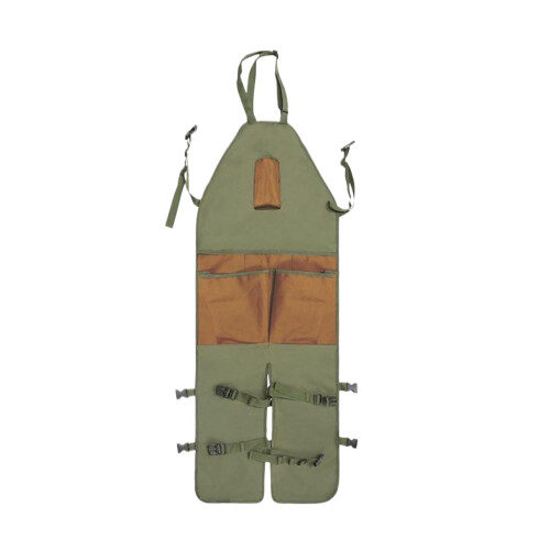 Polyester Apron For Tools And Garden, Work Gear Apron With Multiple Pockets, Military Green Brown