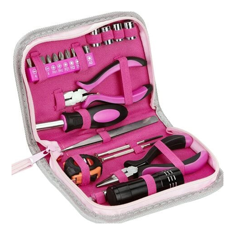 Compact Carrying Case For Home Repair Tools, Multi-Purpose Screwdriver Set With Retractable Tape Measure And Spirit Level For Women 9340959512447