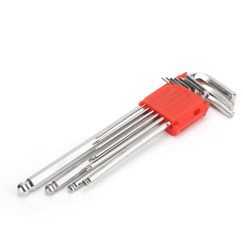 9Pcs Hex Key Set Chrome Vanadium Steel Lshaped Allen Wrenches Ergonomic Handle For Auto And Home Workshop 9187378618974