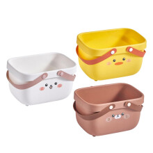3pcs Portable Bathroom Basket With Handles Ventilated Shower Caddy For Toiletries Storage Cute Cartoon Design