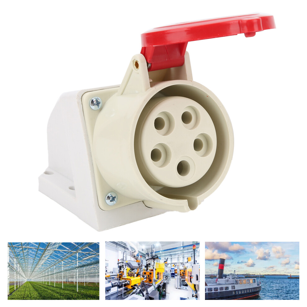 32A 3 Phase Industrial Socket 5Pin Ip44 Waterproof Wall Mount 380V-415V 7891377595861