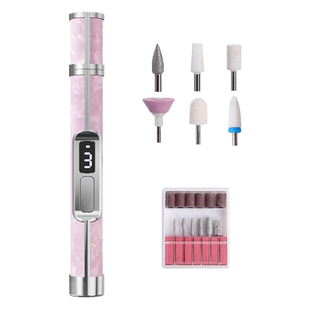 Electric Nail File 3Speed Rechargeable Thick Toenails Foot Callus Grinder For Home Salon Travel Pink
