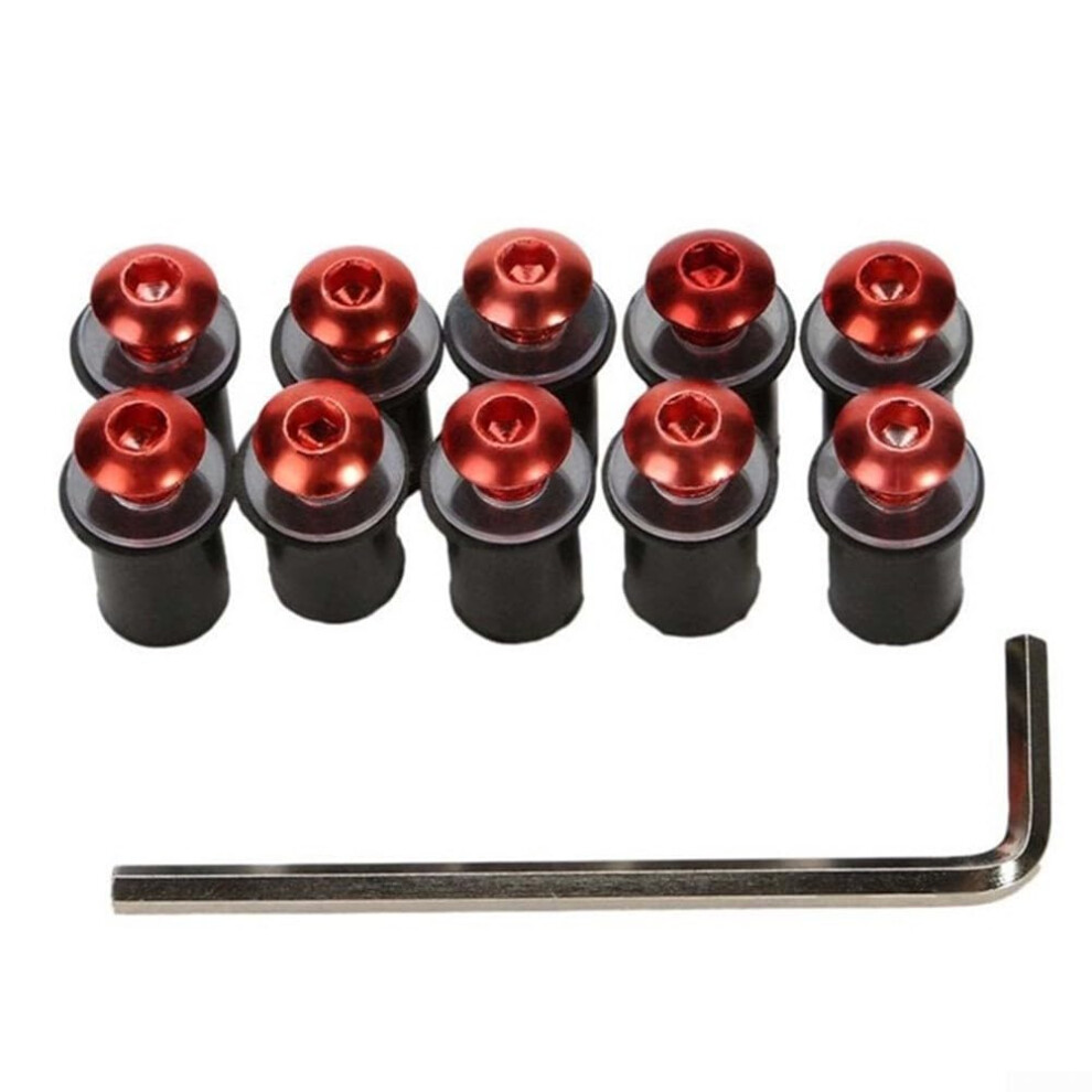 Motorcycle Windshield Bolts And Fairing Screws Kit 10Pcs Rust Resistant Cnc Aluminum Red 9347817855647