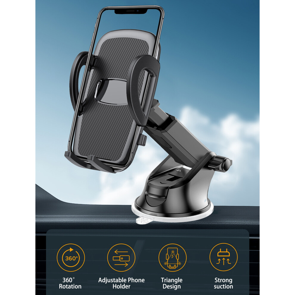 Car Phone Holder With 360 Rotatable Suction Cup Air Vent Mount In Black 4311382427498