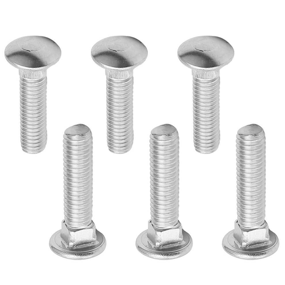 Silver M6 20Mm 25Mm 30Mm 35Mm 55Mm Round Cap Head Stainless Steel 1Mm Pitch Square Neck Screws 6Pcs 9347817070699