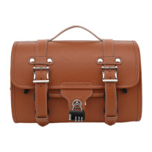 Motorcycle Tail Bag Universal PU Leather Luggage With Handle Rear Rack Trunk Brown Large Capacity Wear Resistant Travel