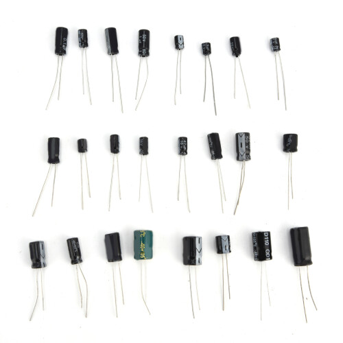 24 sortes 500 pièces 0.1uF-1000uF aluminium 7x30 1