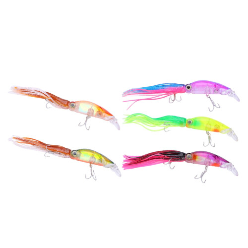 Fishing Lures With Through-wire Construction, Simulation Squid Design, Sharp Treble Hooks, Streamlined Baits, Perfect For Targeting Predatory Fish In 2