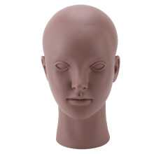 Tête de mannequin de cosmétologie avec pince, tête de mannequin chauve pour la pratique des perruques et du maquillage, avec une texture de peau