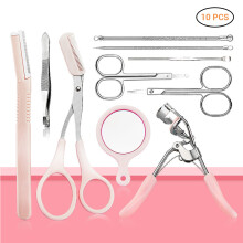 Kit de Depilação e Cuidados Pessoais em Aço Inoxidável com Aparador de Sobrancelhas, Tesoura, Pente Integrado, Ferramentas Compactas e Leves para