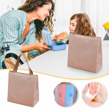 alle 5 dollarin Gnobogi Work Bento -raidallinen lounasrasia, käsilaukku, alumiinifolio, lämpöeristys ja kylmäsäilytys, kaksikäyttöinen kassi,