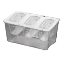 (3 compartments, 33x20.2x18cm) Seasoning Box Chilled Condiment Server Tray Caddies Multi Compartments