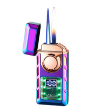 (Colorful Ice) Windproof Refillable Butane Torch Lighter Visibles Mechanism Sturdy Refillable Lighters for Indoor Outdoor Great Present Idea for Dad