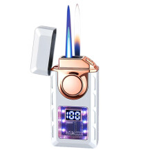 (Luminous White) Windproof Refillable Butane Torch Lighter Visibles Mechanism Sturdy Refillable Lighters for Indoor Outdoor Great Present Idea for Dad