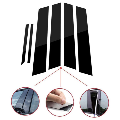 12PCS Window Pillar Posts Cover, for   2006-2011 Side Door Panel Trims, Glossy Black 2