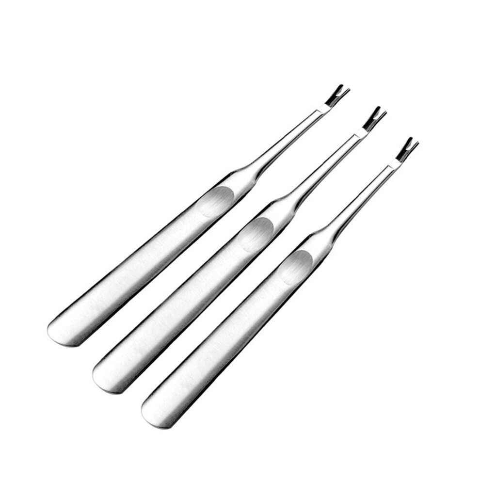 Cuticle Pusher 3Piece Stainless Steel Set Dead Skin Remover Fork Cuticle Cleaner Callus Removal Tool Nipper Clipper
