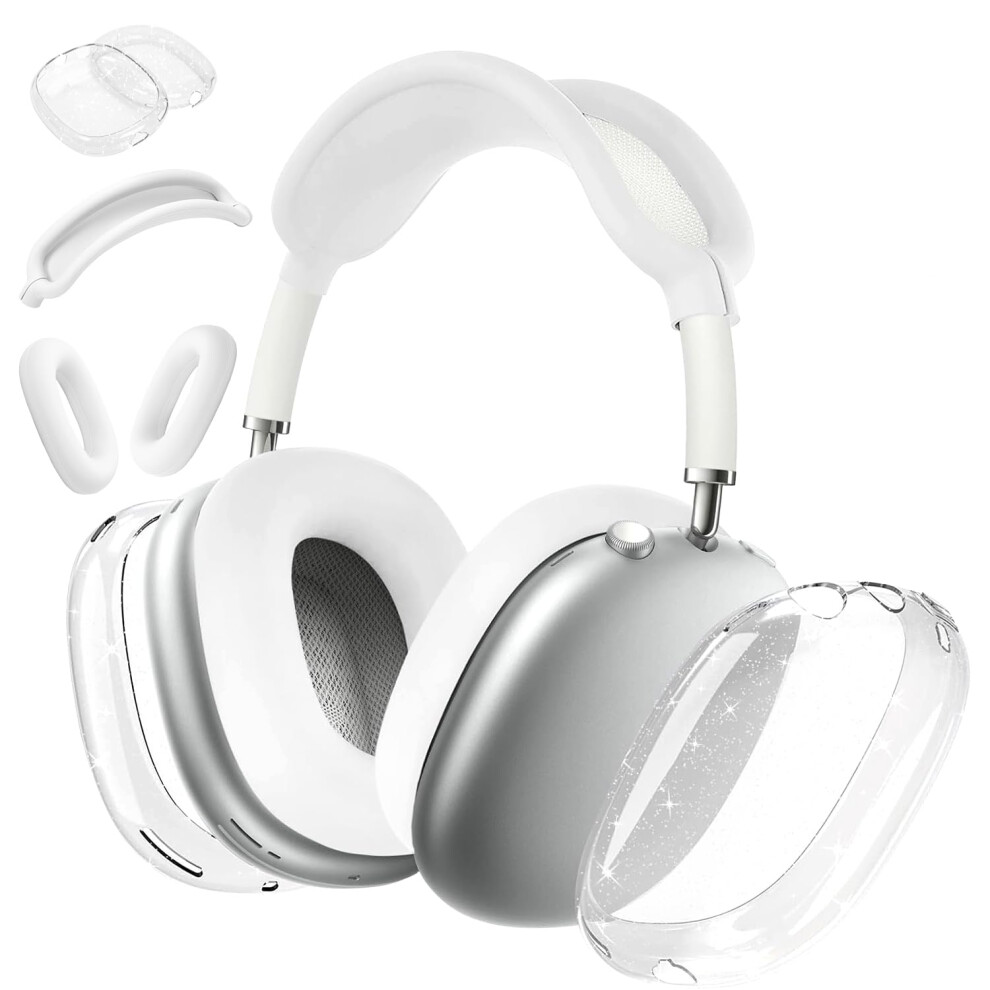Silicone Case For Airpods Max 3In1 Protector With Antiscratch Ear Pad And Headband Cover Glitter White 9187378621400