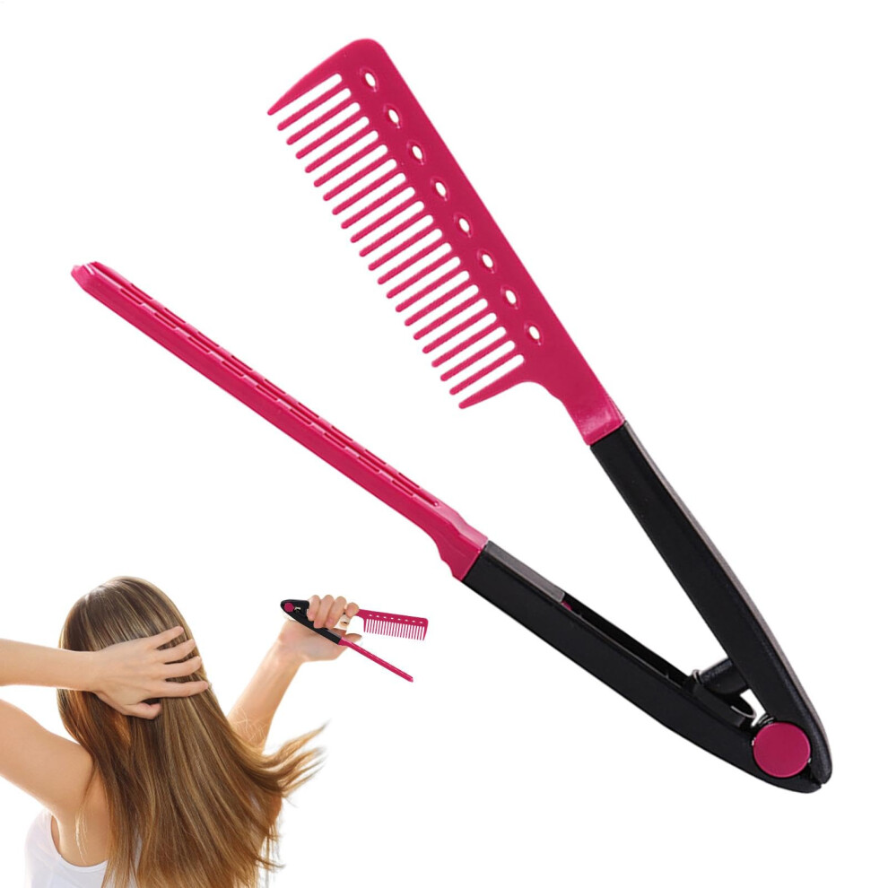 Unisex Pink Hair Straightening Comb With Vshaped Clip And Ergonomic Grip For Smooth Knotty Hair Hot