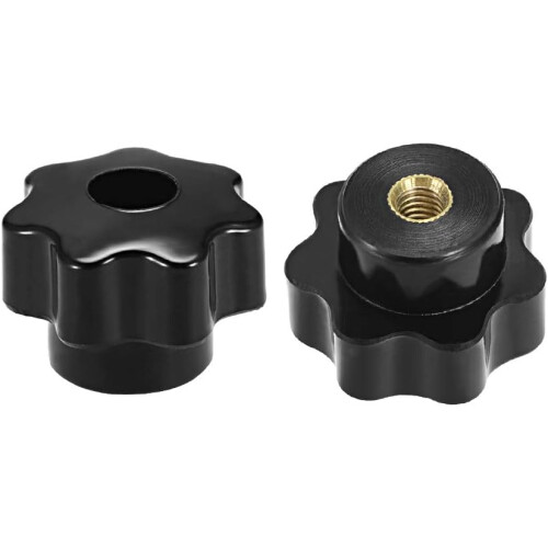 4 Pcs M6 Star Knob Handle Bakelite Grip with Brass Insert for Secure Clamping Easy Install Black 1