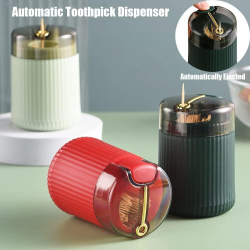 Automatic Toothpick Dispenser with OneTouch PopUp, Dustproof SingleHole, NonSlip Base, White 2