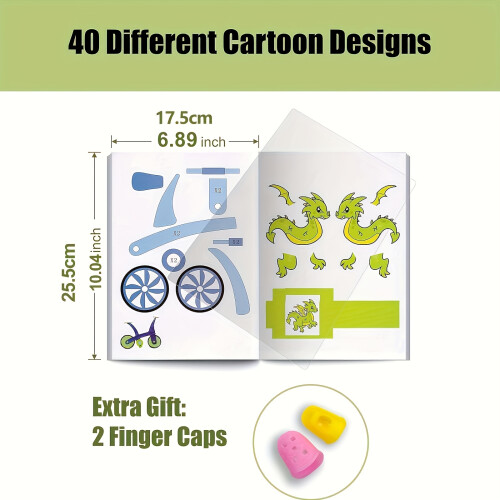 (40 Patterns) Reusable 3D Printing Pen Drawing Book with 40 Patterns — Includes a Transparent Tracing Board, 2 Heat-resistant Finger
