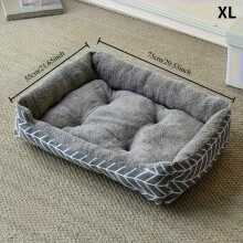 (Gray Stripes-XL) Comfortable Plush Dog Bed, Polyester Plush Dog Bed, Winter Warm Pet Sofa, 3 Sizes Available M/L/XL, for Extra Small to