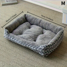(Gray Stripe-M) Comfortable Plush Dog Bed, Polyester Plush Dog Bed, Winter Warm Pet Sofa, 3 Sizes Available M/L/XL, for Extra Small to