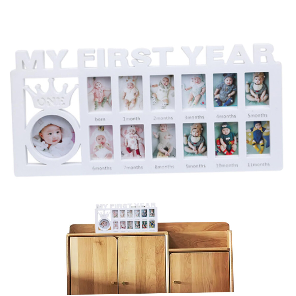 My First Year Picture Frame 12 Month Baby Photo Frame White Collage Milestone Photo Memories Shower Gift